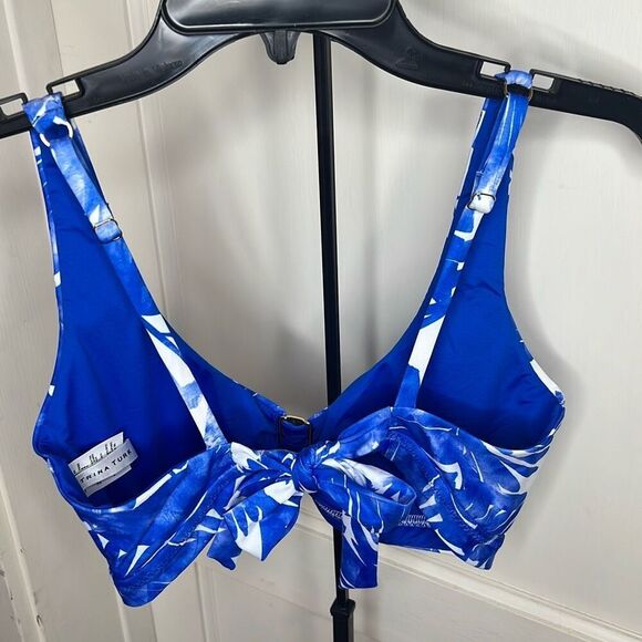 Trina Turk Basque Banded Bikini Top Blue Floral Size 14 Nwot - Picture 6 of 7